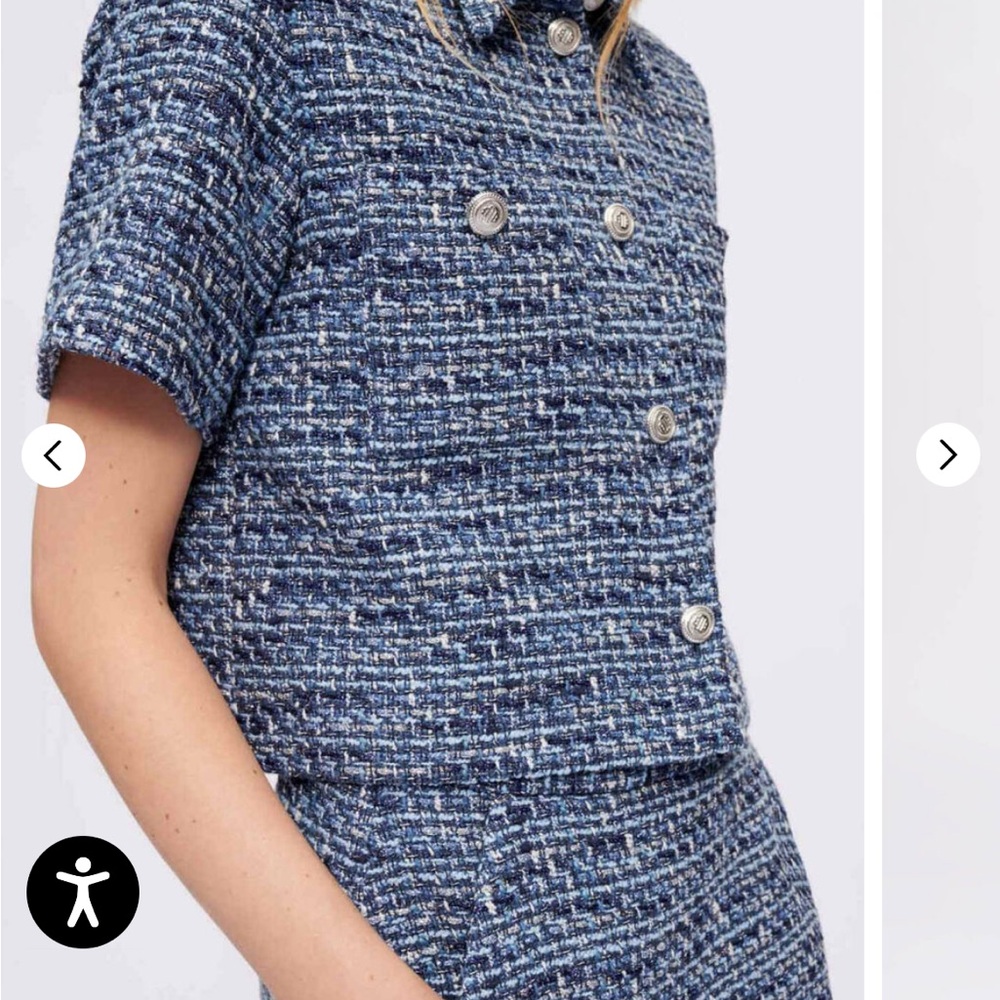 Maje Marle Tweed Cropped Shirt